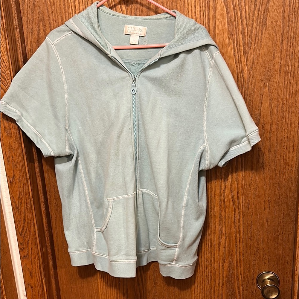 CJ Banks Aqua Short-Sleeved Hoodie